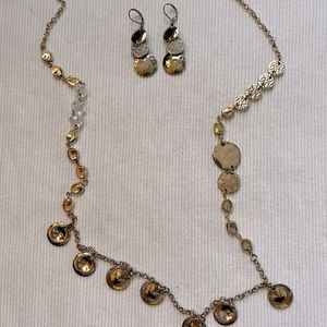 Womens Gold Necklace and Earrings Set